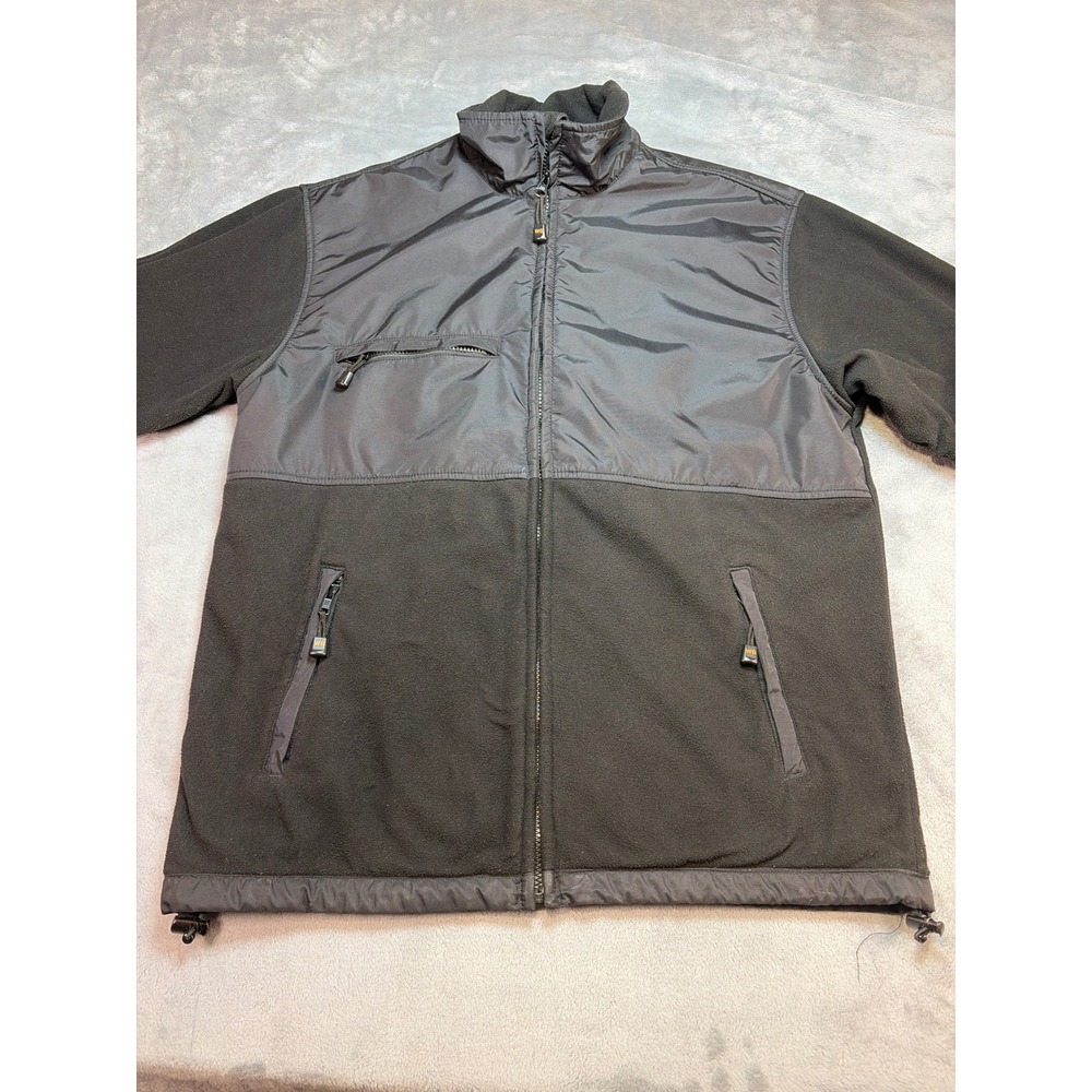 Steelguard Mens Black Full Zip Fleece Jacket Nylon Overlay Workwear Size M 2494